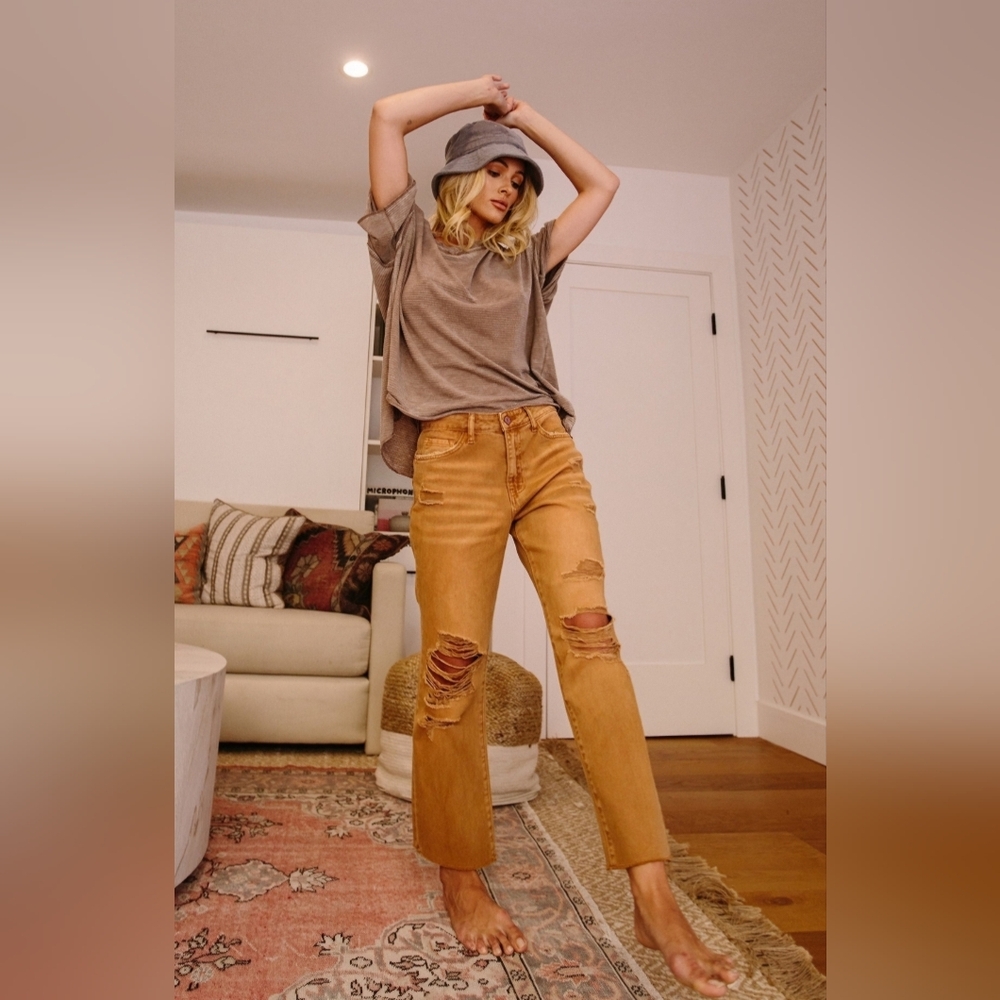 Vervet By Flying Monkey Hi Rise Straight Crop Jeans Size 7(28) 100% Cotton